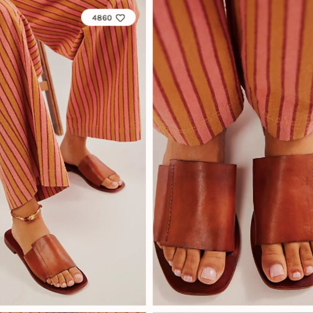 Free People Watermellon Leather Verona Slide Sandal